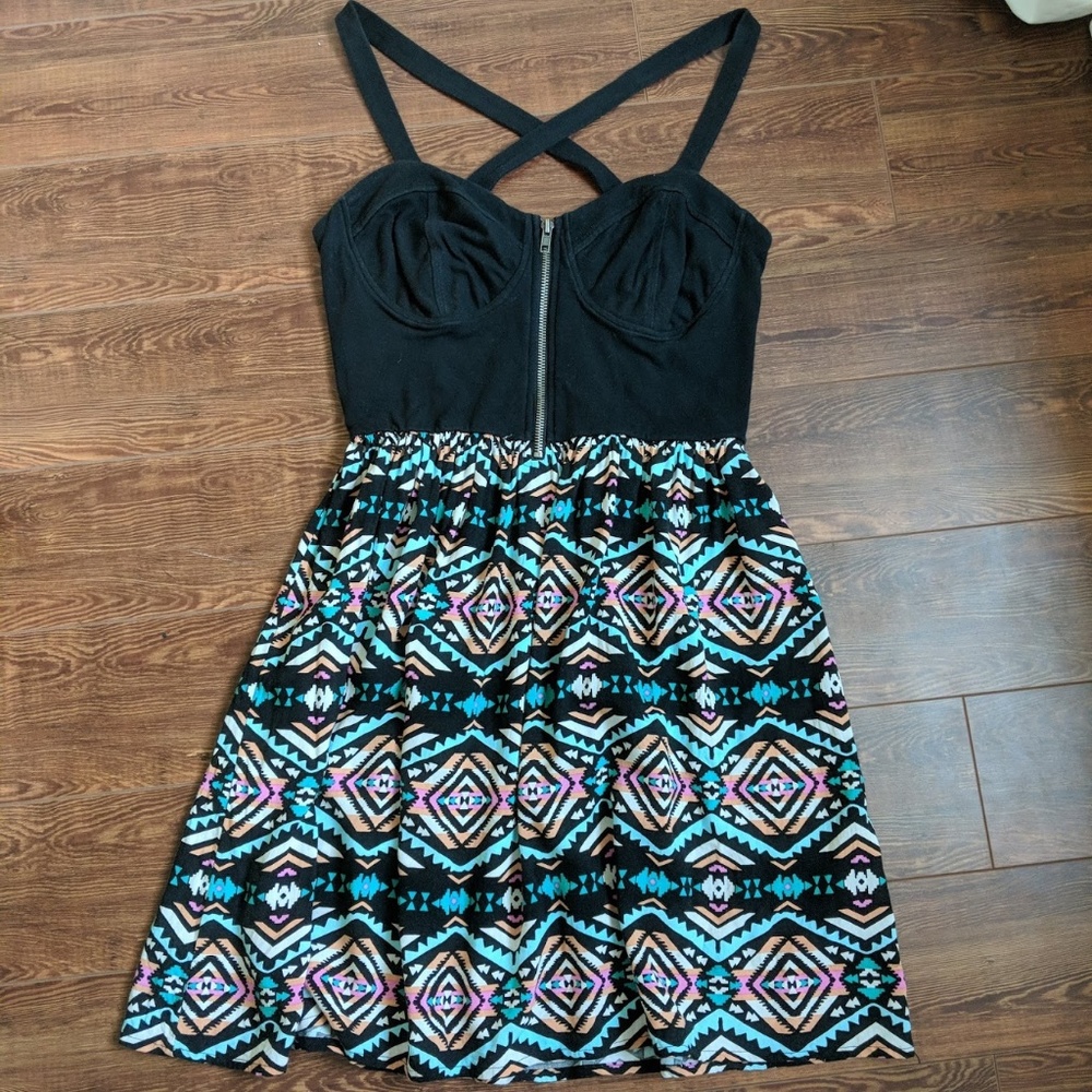 [Love, Fire] Flirty Tribal Criss Cross Strap Dress
